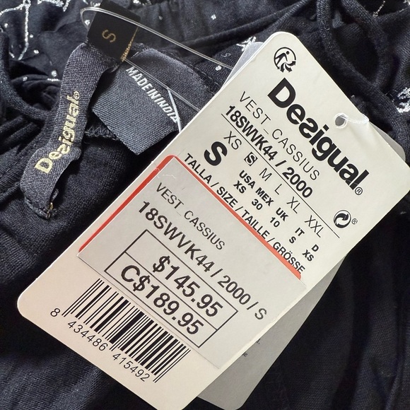 DESIGUAL black slip dress with silver sparkle outer space star constellations S - Picture 15 of 15